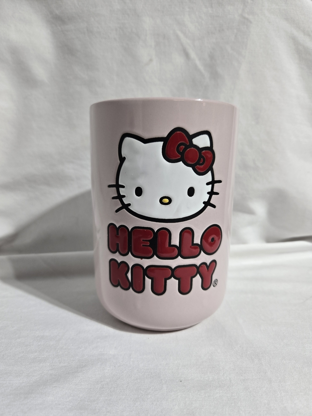Hello Kitty Jumbo Pink Ceramic Kitchen Utensil Crock Cookie Jar-NO LID